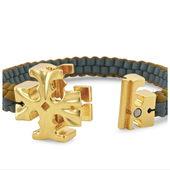 Tory Burch Roxanne Leather Woven Bracelet + Dust Bag + Gift Box Nwt ❤ - Picture 3 of 6